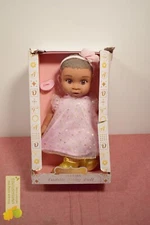 FAO Schwarz 14" Cuddle Baby Doll Dark Brown Hair