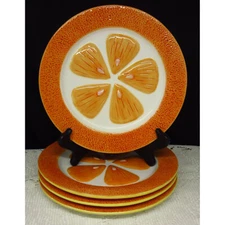 4 Orange Slice Salad Plates The Cellar Inside Out  Vintage RARE