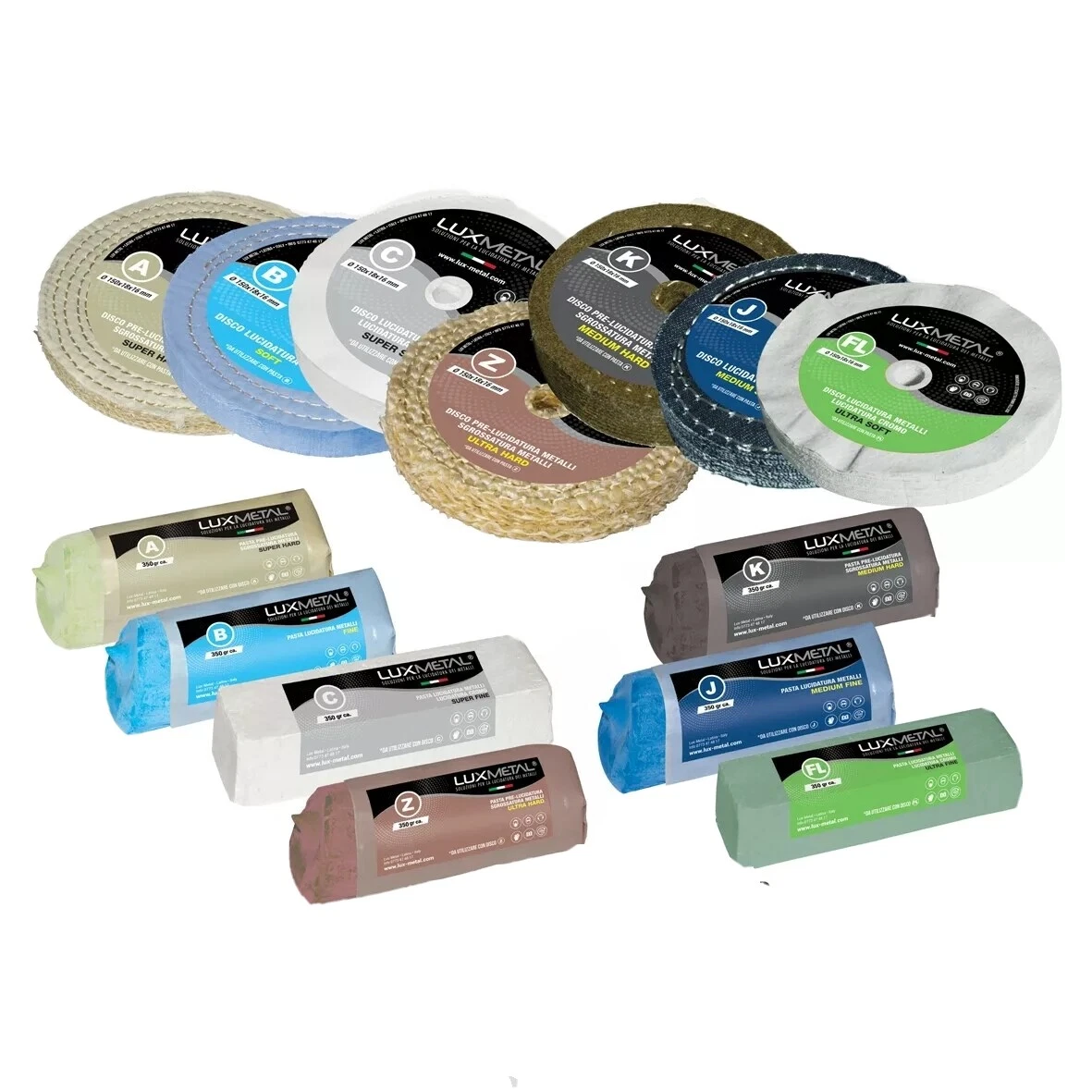 KITH kit set lucidatura per alluminio acciaio inox ottone rame lexan plexiglass