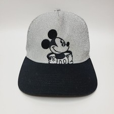 Disney Parks Hat Adult Mickey Mouse Silver Glitter Strapback Cap Adjustable
