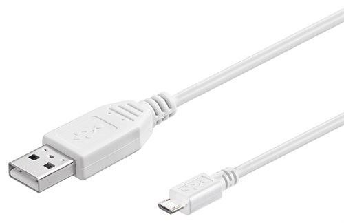 USB 2.0 cable 0.3m white USB 2.0 male Type A to micro male type B