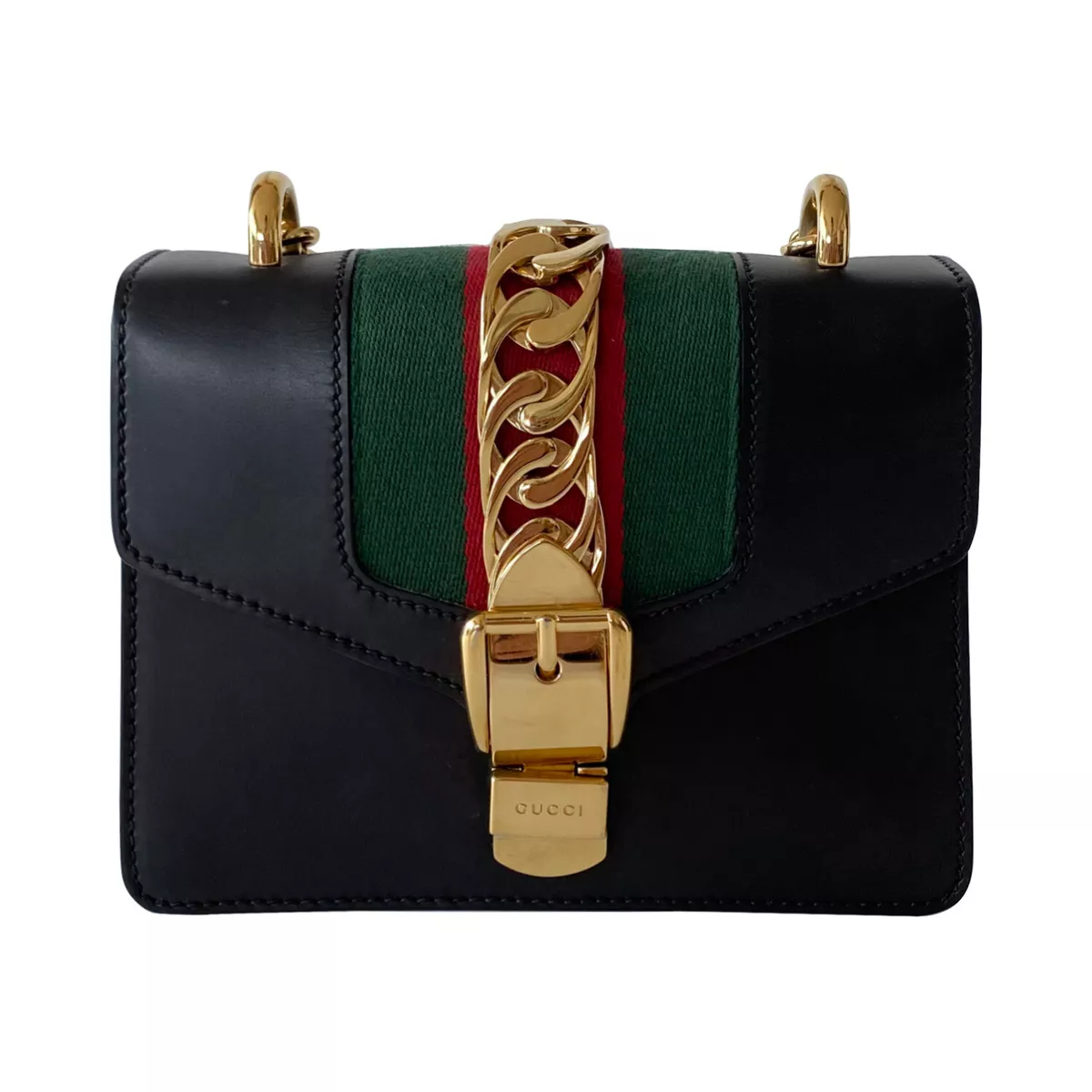 Gucci Sylvie Shoulder GG Web Stripe Mini Black/Red/Green - US