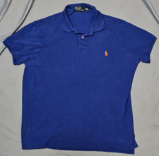 Polo By Ralph Lauren Custom Fit Collared Polo Shirt Blue 100 Cotton SZ XL