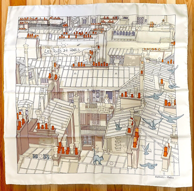 Rare HERMES Carre 90 Les Toits de Paris Rooftops Silk Scarf 90cm