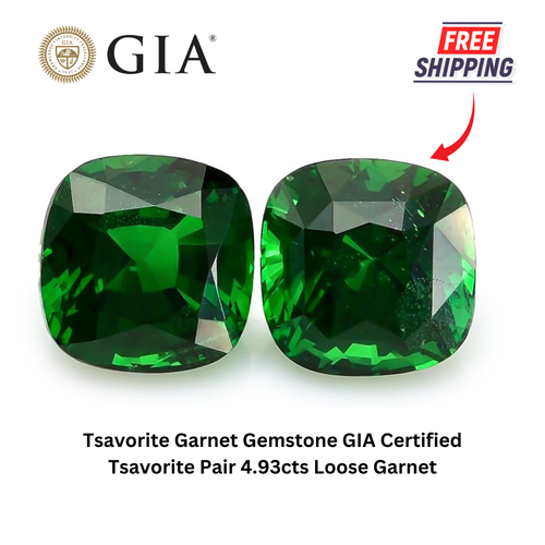 Tsavorit Granat Edelstein GIA zertifiziert Tsavorit Paar 4,93ct lose Granat - Bild 1 von 5
