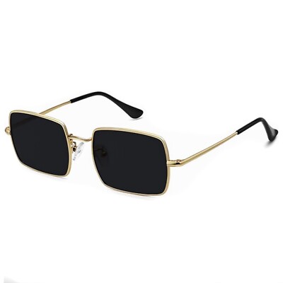 Square Aviator Sunglasses For Men & Women - Gold Metal Frame Punk Retro UV400 Steampunk Shades