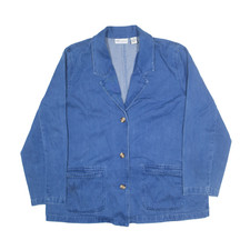 Vintage The Tog Shop Blazer Denim Jacket Blue 90s Womens 2xl