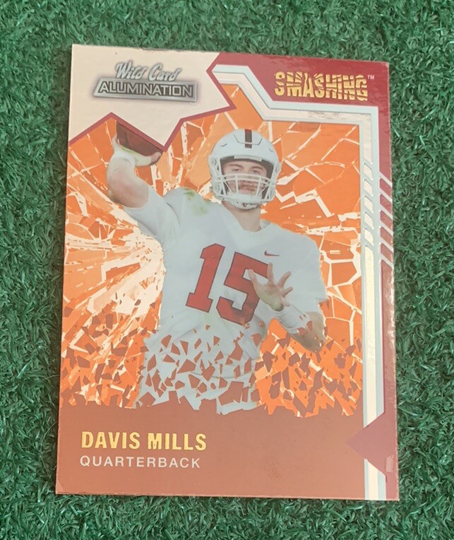 DAVIS MILLS - 2021 WILD CARD ALUMINATION SMASHING ORANGE ROOKIE CARD # SM-8  NFL
