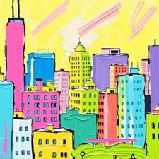 Digital picture City Skyline PNG printable file