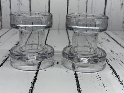 Partylite Clearly Creative Reversible Multi Candle Holder Pair heavy glass 