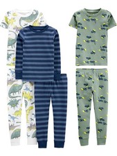 Boy's SnugFit Cotton Pajama Set, Blue/Green Dino, 6