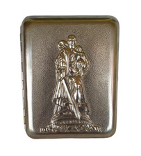 Rarity Cigarette Case USSR 1945 Monument Soldier In Treptower Park Soviet Star