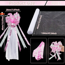 4Pcs White Church Wedding Pew Bows with Long Tulle Tails Church Aisle Decor Chai