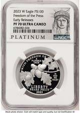 2023-W Proof Platinum Eagle 1 oz ER American Liberty Series Label NGC PF70 2940.00 per troy oz