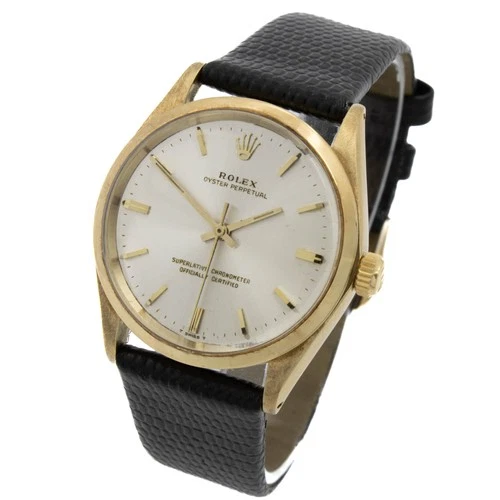 Men's Rolex Oyster Perpetual Ref.#1002 14KYG 34mm Silver Dial Watch #W228938-2