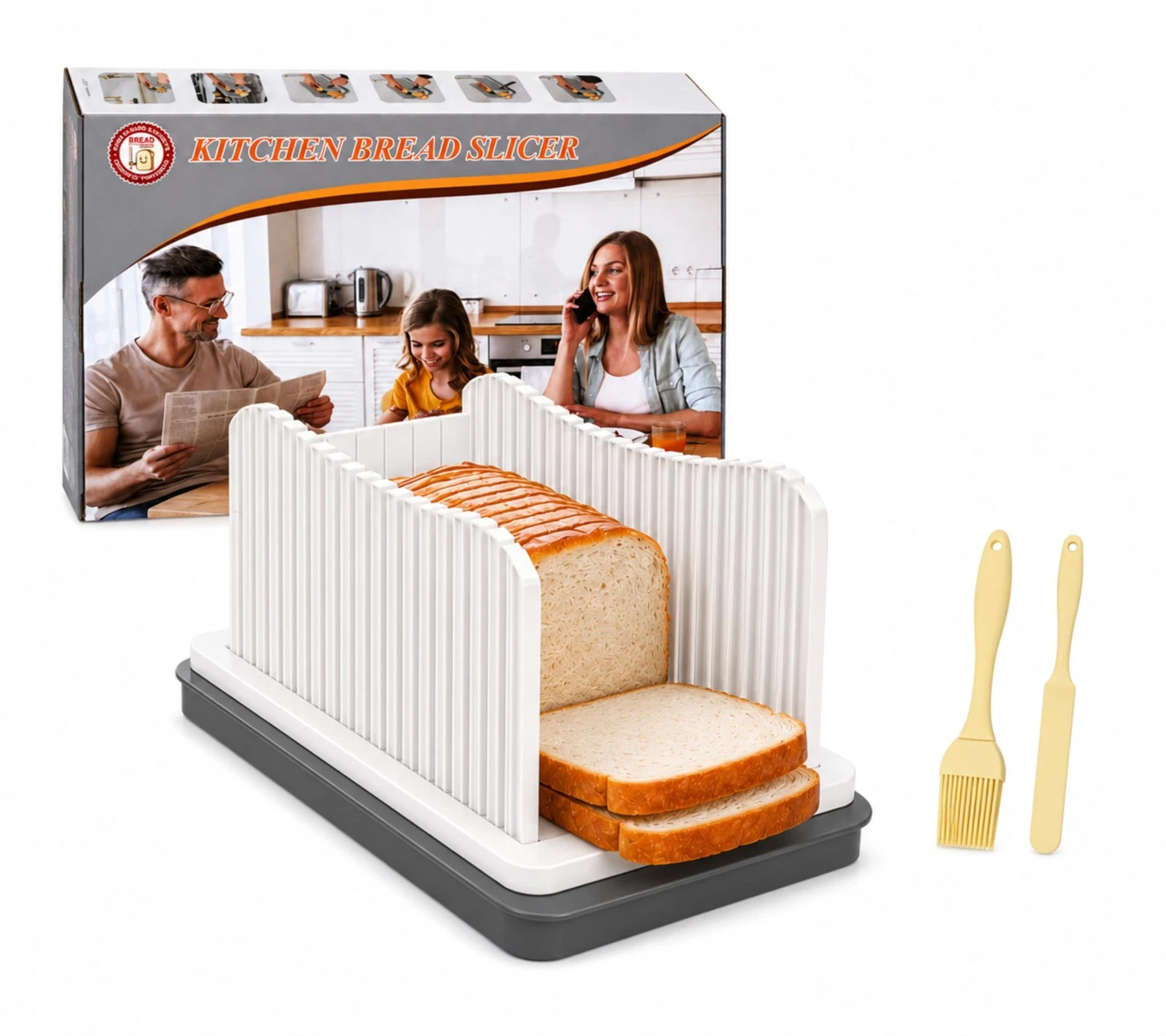 Foldable Bread Slicer for Homemade Bread, Adjustable Width Bread Cutter for E...
