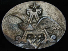 QB01102 VINTAGE 1970s **ANHEUSER-BUSCH** BEER BREWING CO. BRASSTONE BELT BUCKLE
