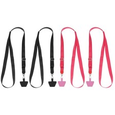 4Pcs Smart Phone Lanyard with 4 Patches, Black/Light Red 73-50cm 
