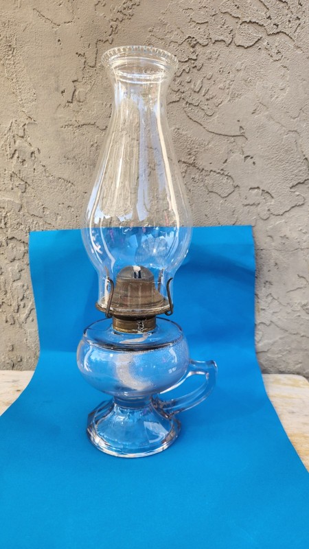 Vintage Kerosene Finger Lamp with Globe