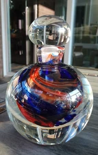 Richard Olma 1989 Glass Cased Organic Floral Paperweight Style Perfume Bottle