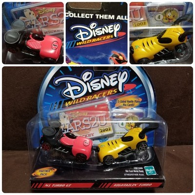 VINTAGE Disney Mickey & Pluto RACERS 1:64 Diecast Cars & License Plates 2002