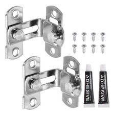 2Pcs 2 in Stainless Steel 90 Degree Flip Door Sliding Latch Brushed Silver