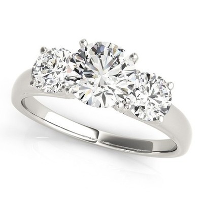DE/VS 0,50ct bis 2,00Ct Lab Grown Runder Diamant Trilogie Verlobungsring Platin
