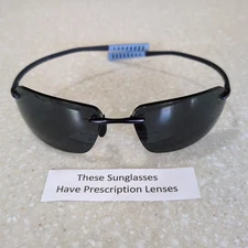 Maui Jim Alakai MJ 743RX-06 Black Blue Rimless Sunglasses Frames Only 64-17-140