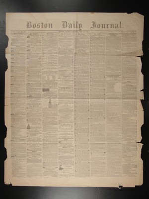 VINTAGE NEWSPAPER: Boston Daily Journal Tuesday Evening May 13th 1862