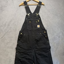 Carhartt R41 BLK RN 14806 Insulated Quilted Duck Bib Overalls Double Knee 38x34