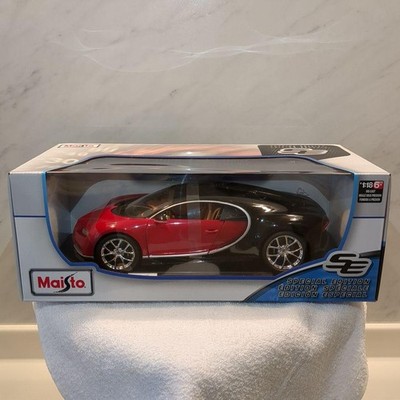 Maisto 1/18 Bugatti Chiron Diecast Auto Rot Schwarz Neu Versiegelt Sammlerstück