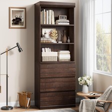 70" Bookcase with Drawers Anti-Tip Storage Cabinet for Home Office, Living Room