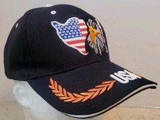 USA Bald Eagle American Flag Mens Baseball Hat Black NWT