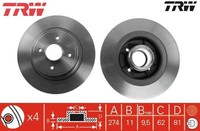 2X Bremsscheibe TRW DF4272 2 Bremsscheiben Hinterachse Hinten FüR Renault