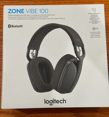  NEW Logitech Zone Vibe 100 Lightweight Wireless Over Ear Headphones Graphite