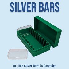 5oz Silver Bar Capsule Storage Box - 10 Slot - Direct Fit Air-Tite