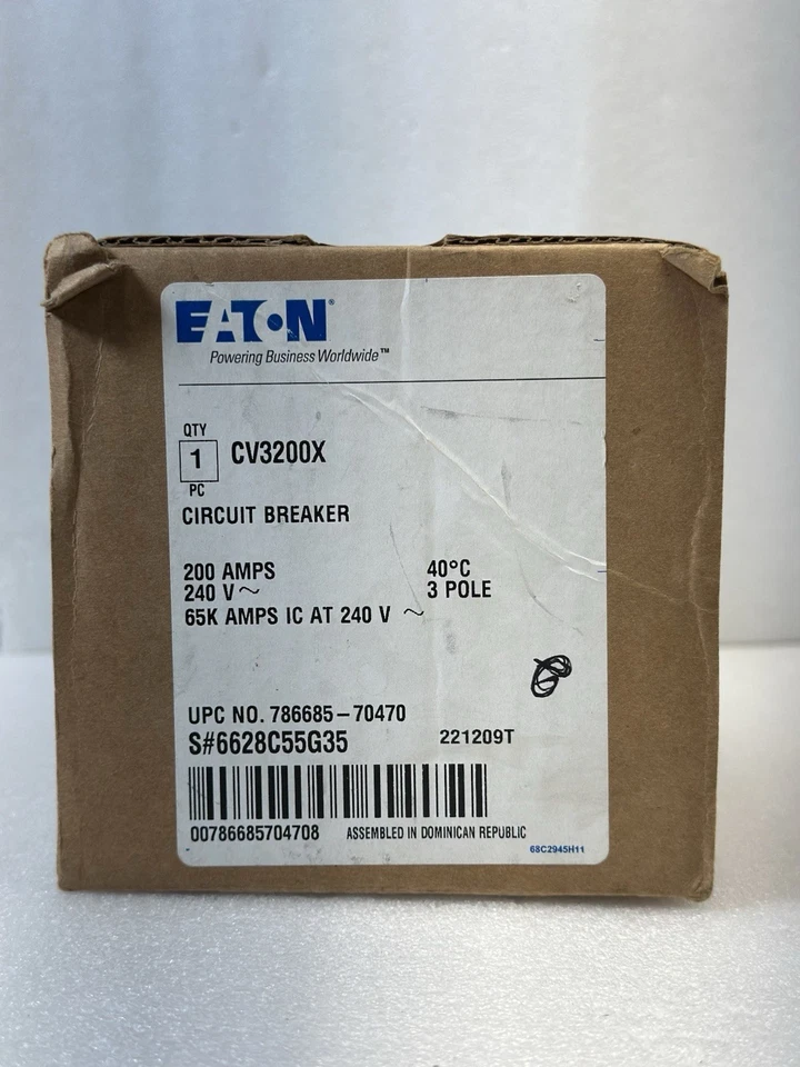 CV3200X - Cutler Hammer Bolt-On 240V 200A 3 pole circuit breaker 65kA@240V - Image 4 of 4