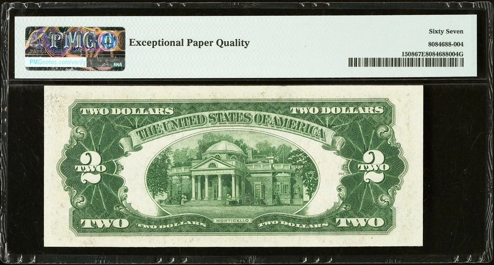 Fr. 1508 $2 1928G Legal Tender Note. D-A Block. PMG Superb Gem Unc 67 EPQ - Image 2 of 2