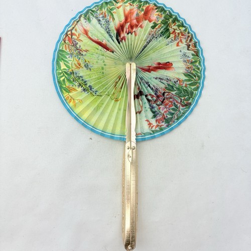 Vintage Unbranded Asian Inspired Handheld or Decorative Fan, Birds, Nature