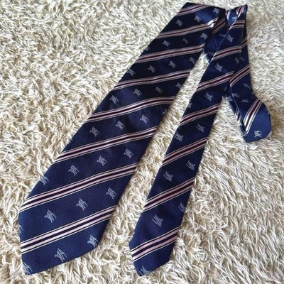 442★ BURBERRY LONDON エンブレム 紺ブレザー 160 Burberry Regimental Silk Tie Navy Pink Horse Logo Used | eBay