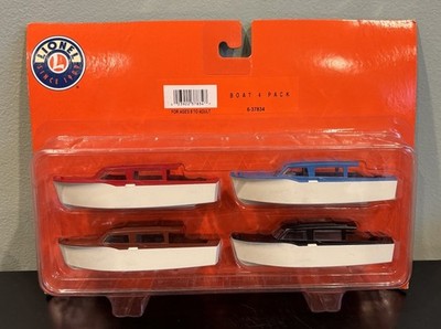 Lionel Boat 4 Four Pack Black Red Blue Brown Accessory 73-7820-212 6-37834 NOS