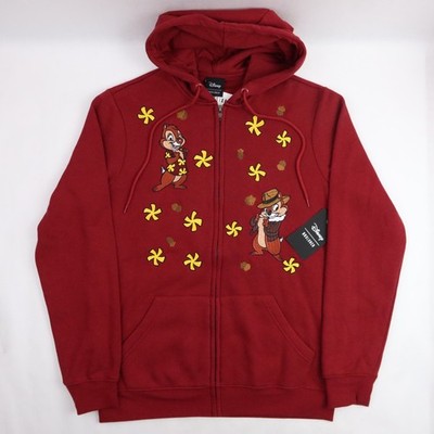 Disney Chip & Dale Zip-Up Hoodie Adult Small Floral Embroidered Hooded Sweater