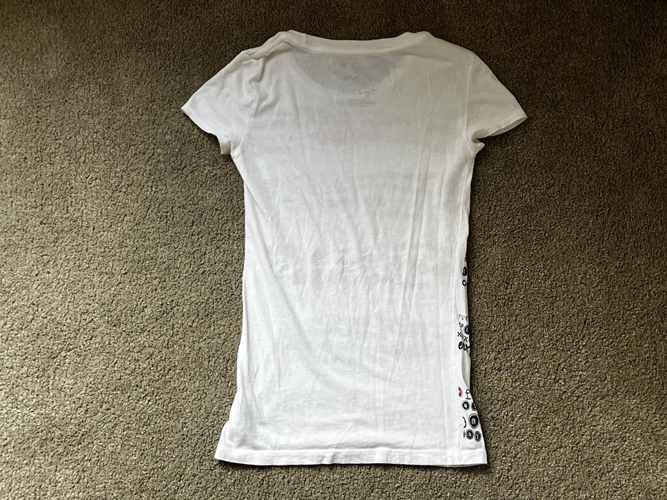 Top Aeropostale Vintage con Estampado Gráfico Rosa Calce Ajustado Años 2000 Y2K PEQUEÑO XOXO Foto 4 de 4