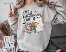 Fall Halloween Sweatshirt Cute Ghost Crewneck Spooky Season Fall Lover Gift
