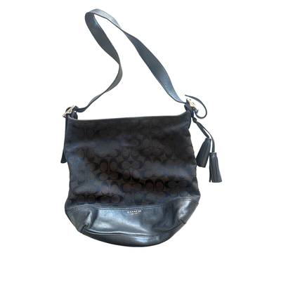 Coach Signature Canvas and Leather Shoulder Bag with Tassel Detail 