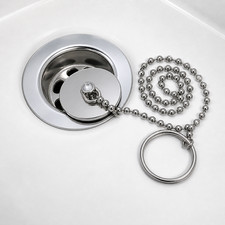 Bath Kitchen Metal Sink Plug with Chain  45mm 1 3/4" Drain Stopper Hole Cover