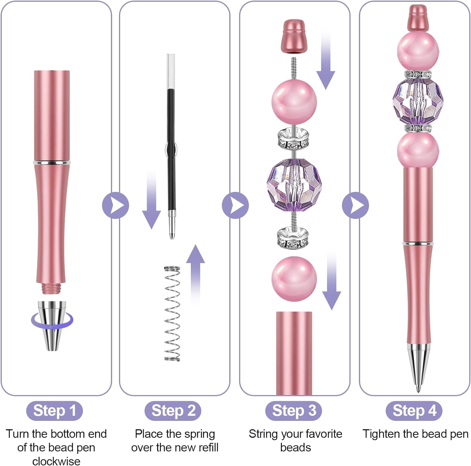 Joyberg 15 PCS Beadable Pens, Pens 1 Count (Pack of 15), Multicolor 