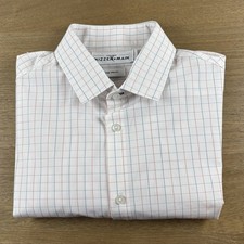 Mizzen  Main Mens L/S Button Up Shirt Check Men  s Large Trim Fit Performance