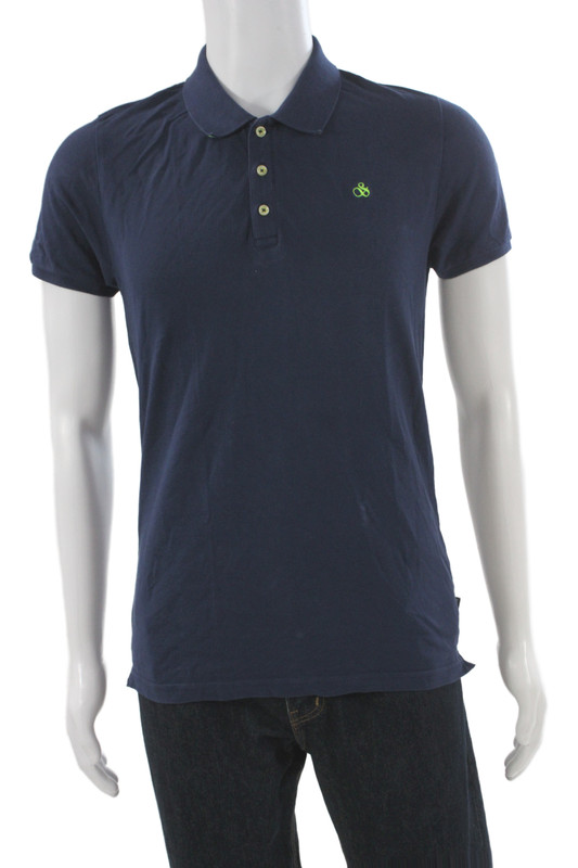 Scotch & Soda Mens Short Sleeves Polo Shirt Navy Blue Cotton Size Small