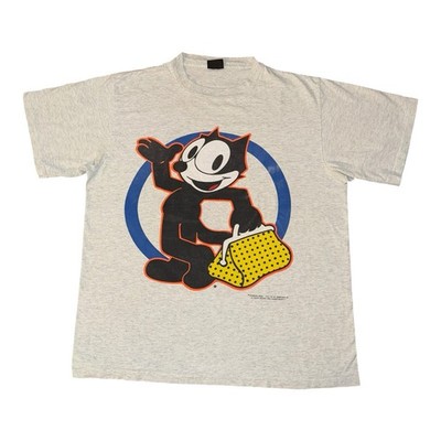 Vintage Felix die Katze T-Shirt Gr. XL grau 90er Magic Bag Grafik Einzelnaht